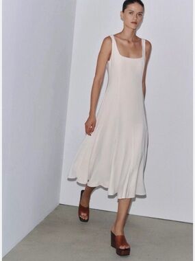 zara wrinkle effect cut out dress ZARA NWT WOMAN SS25 SATIN EFFECT CUT OUT MIDI DRESS TERRACOTTA | 2842/945 SIZE M
